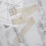 Pearls Square Buckle Wide Belt