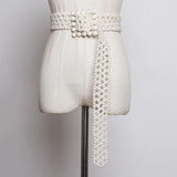 Pearls Square Buckle Wide Belt