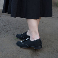 Pu Leather Black Button Shoes