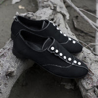 Pu Leather Black Button Shoes