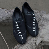 Pu Leather Black Button Shoes