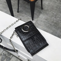 Pu Leather Metal Grommet Chain Clutch