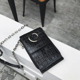 Pu Leather Metal Grommet Chain Clutch