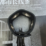 Black Metal Round Buckle Leather Bracelet