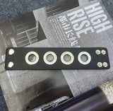 Black Metal Round Buckle Leather Bracelet