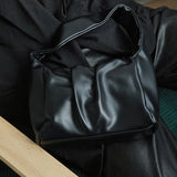 Pu Leather Pleated Split Zipper Purse