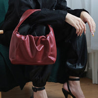 Pu Leather Pleated Split Zipper Purse