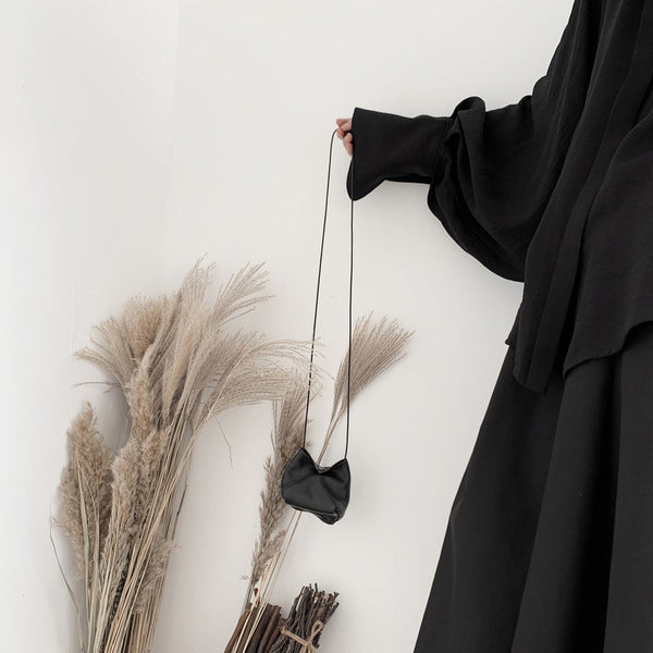 Pu Leather Black Split Small Bag
