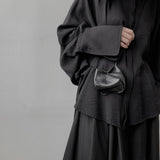 Pu Leather Black Split Small Bag